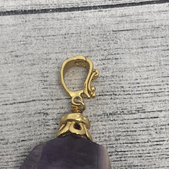 Chunky carved polished amethyst stone gemstone big statement pendant clip on/off - Picture 2 of 4